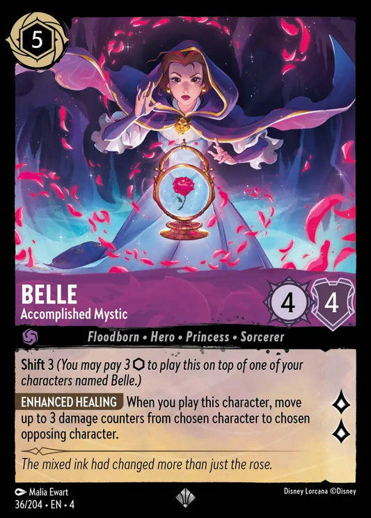 Belle - Accomplished Mystic - 36/204 - Super Rare - Ursula’s Return - Disney Lorcana
