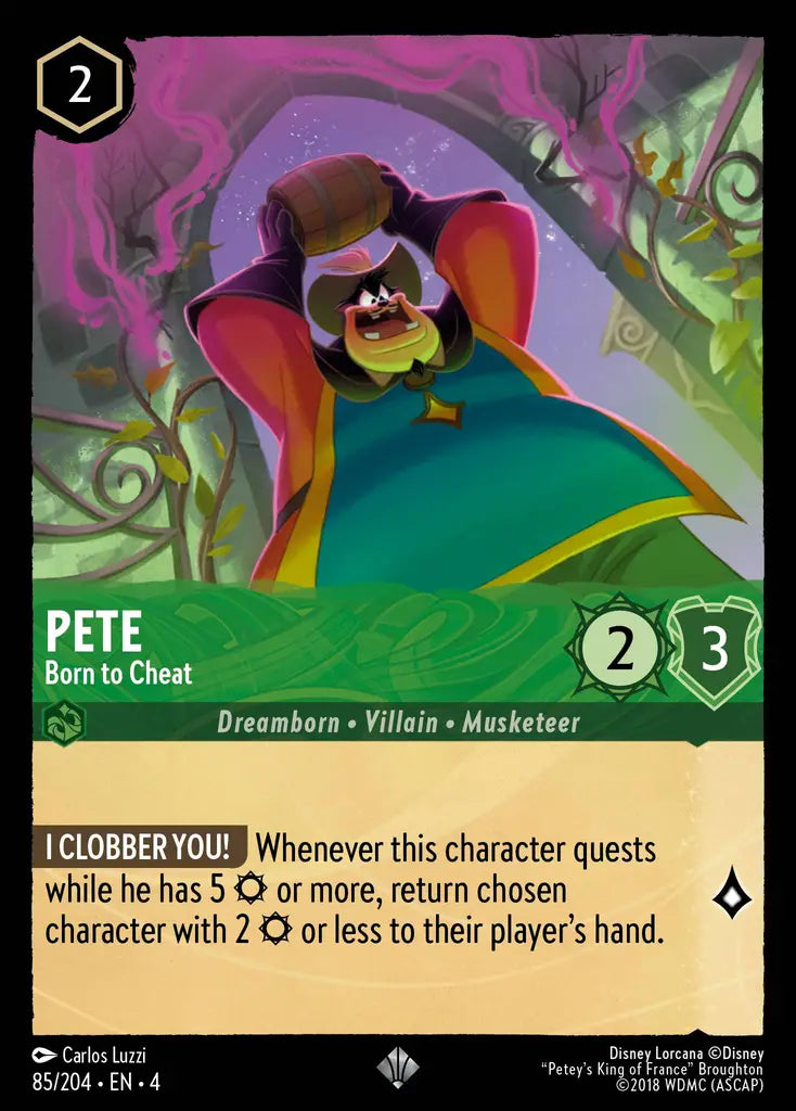 Pete - Born to Cheat - 85/204 - Super Rare - Ursula’s Return - Disney Lorcana