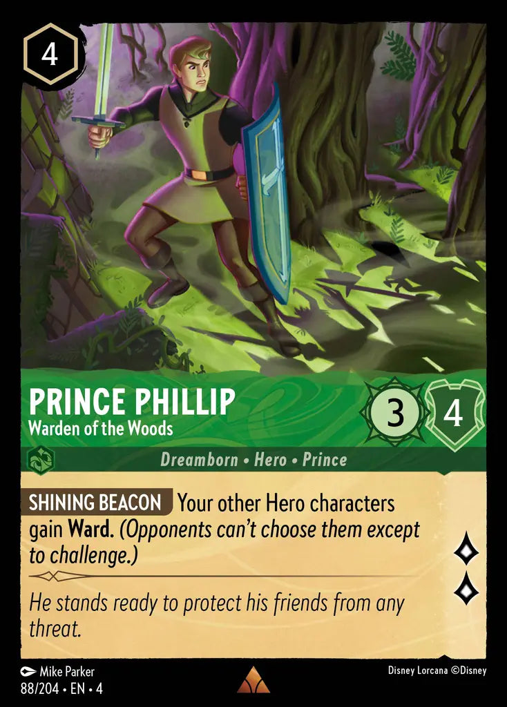 Prince Phillip - Warden of the Woods - 88/204 - Rare - Ursula’s Return - Disney Lorcana