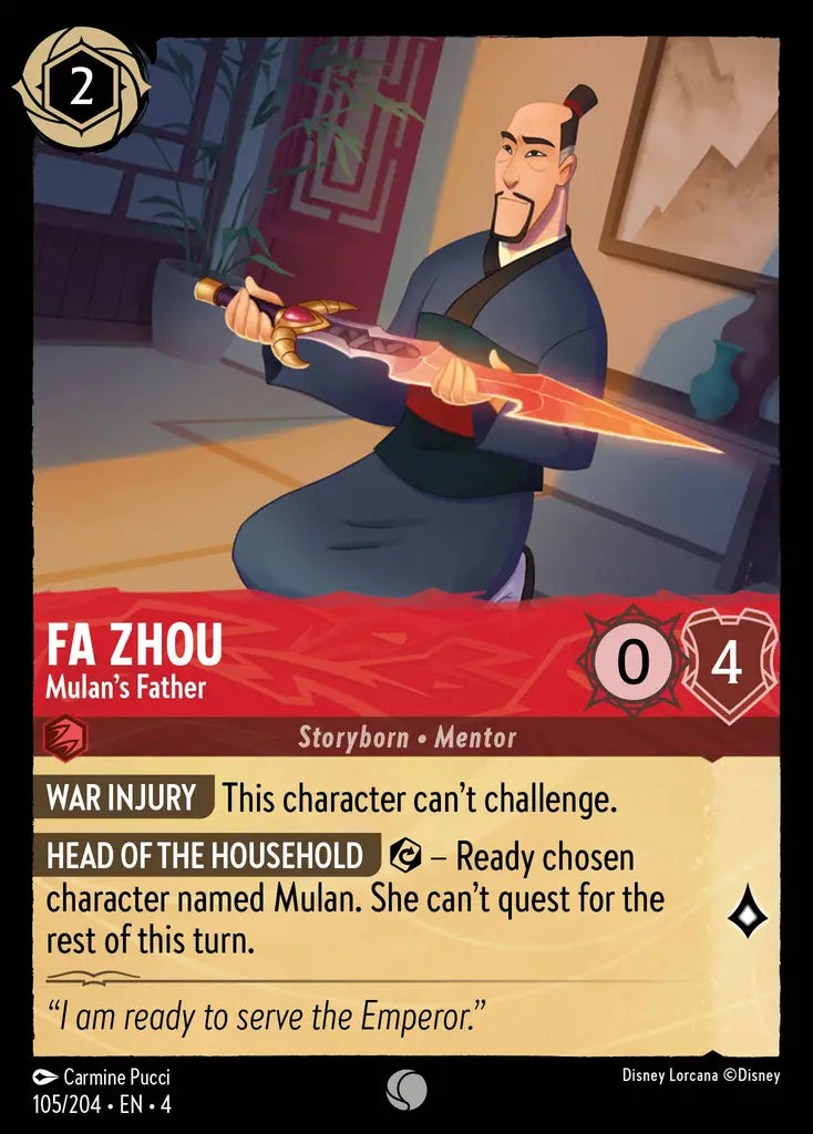Fa Zhou - Mulan's Father - 105/204 - Common - Ursula’s Return - Disney Lorcana