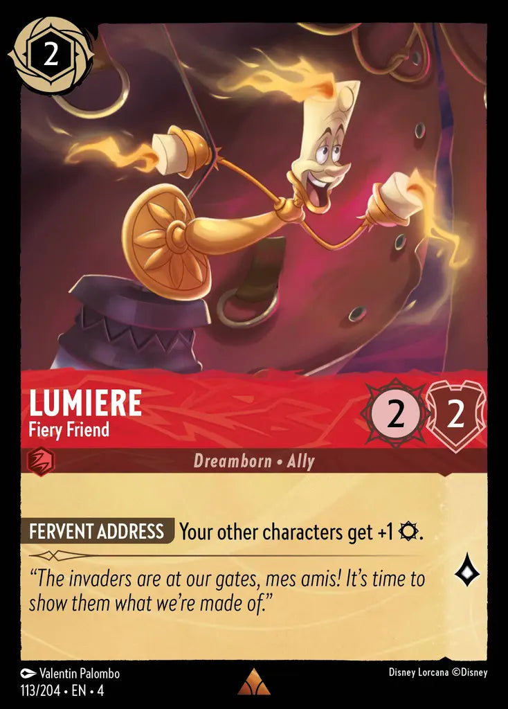 Lumiere - Fiery Friend - 113/204 - Rare - Ursula’s Return - Disney Lorcana