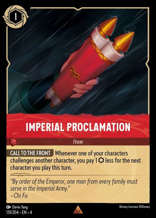 Imperial Proclamation - 131/204 - Rare - Ursula’s Return - Disney Lorcana