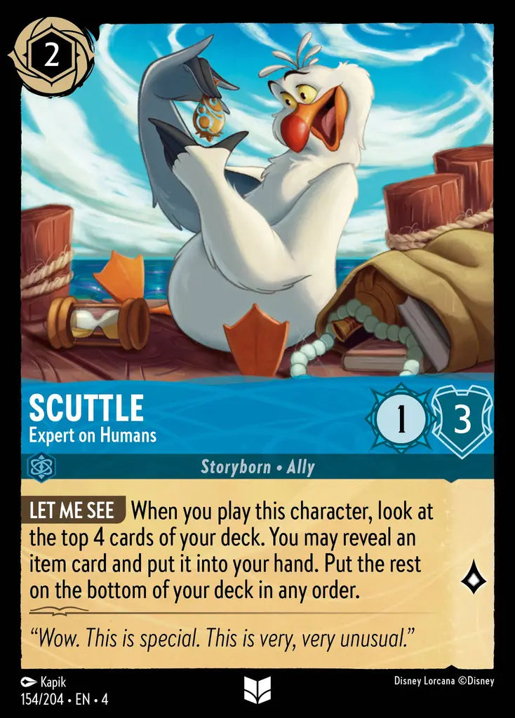 Scuttle - Expert on Humans - 154/204 - Uncommon - Ursula’s Return - Disney Lorcana