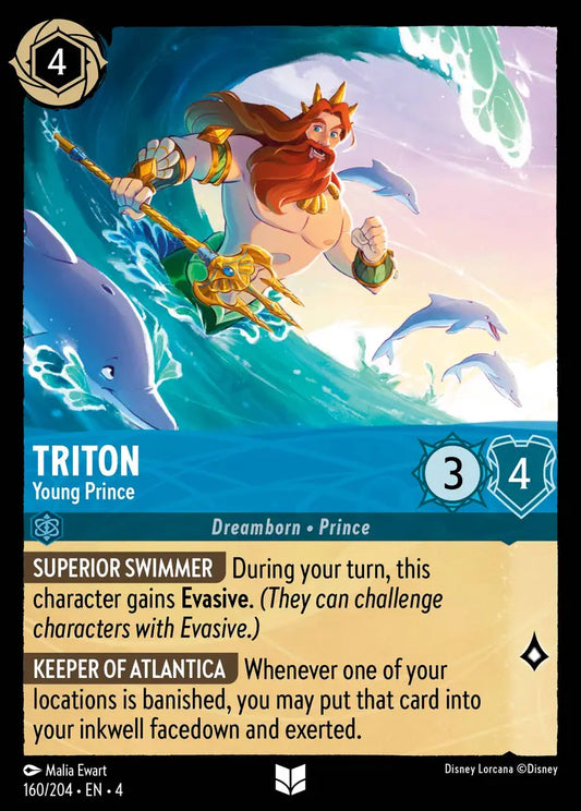 Triton - Young Prince - 160/204 - Uncommon - Ursula’s Return - Disney Lorcana