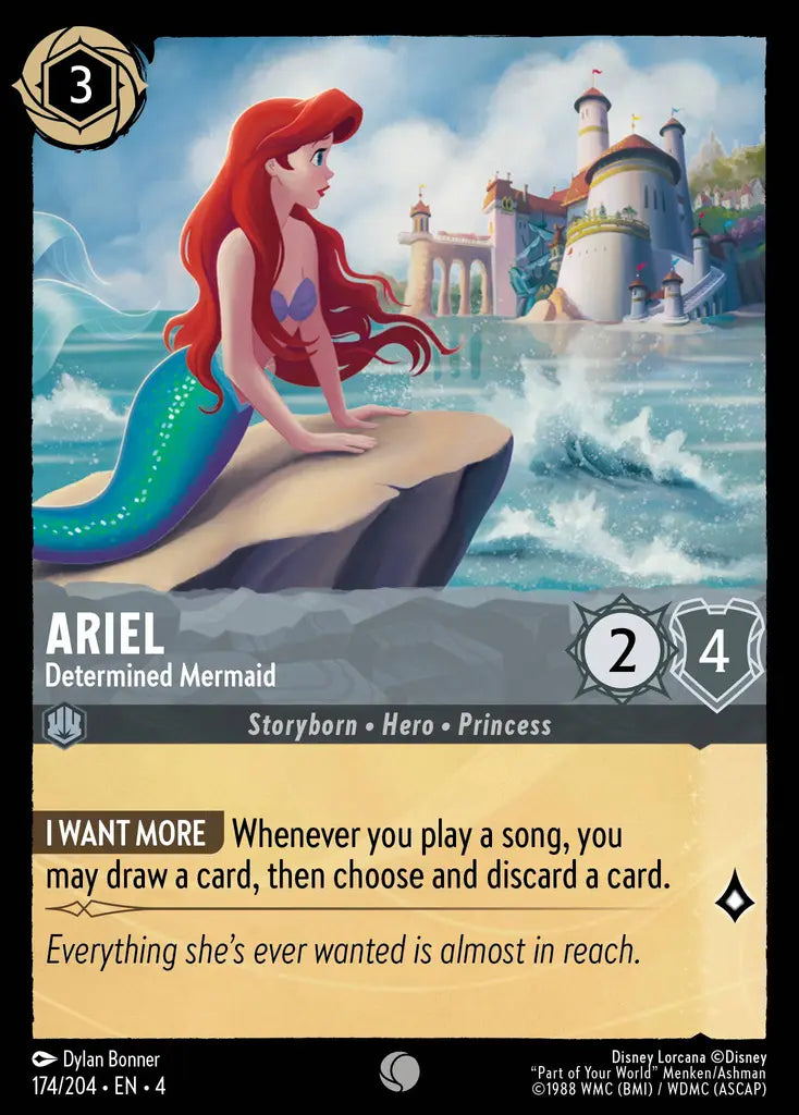 Ariel - Determined Mermaid - 174/204 - Common - Ursula’s Return - Disney Lorcana
