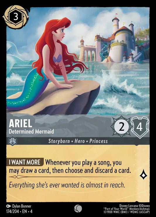 Ariel - Determined Mermaid - 174/204 - Common - Ursula’s Return - Disney Lorcana