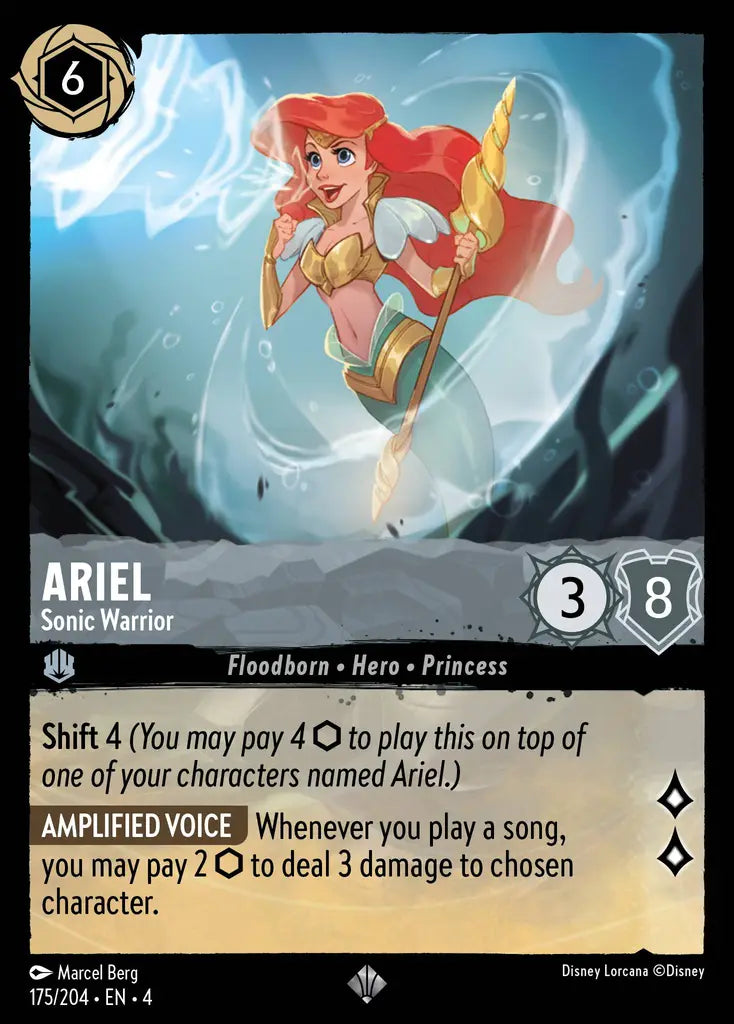Ariel - Sonic Warrior - 175/204 - Super Rare - Ursula’s Return - Disney Lorcana