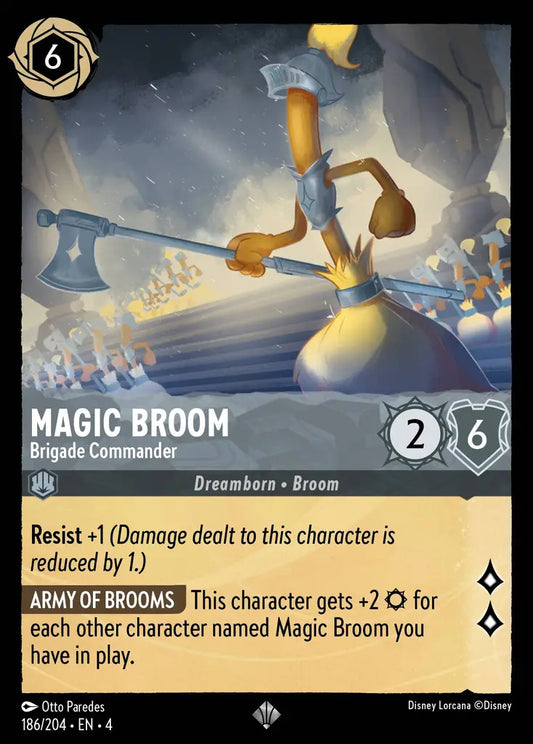 Magic Broom - Brigade Commander - 186/204 - Super Rare - Ursula’s Return - Disney Lorcana