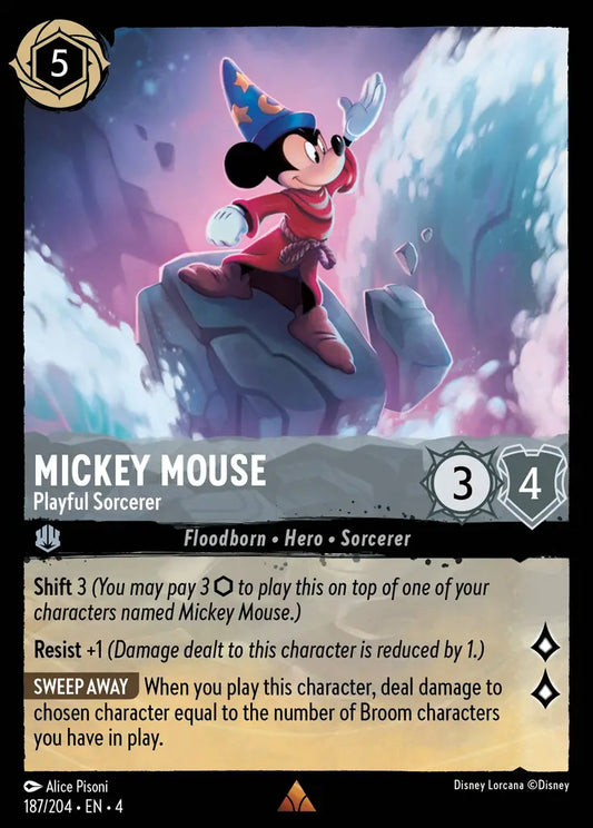 Mickey Mouse - Playful Sorcerer - 187/204 - Rare - Ursula’s Return - Disney Lorcana