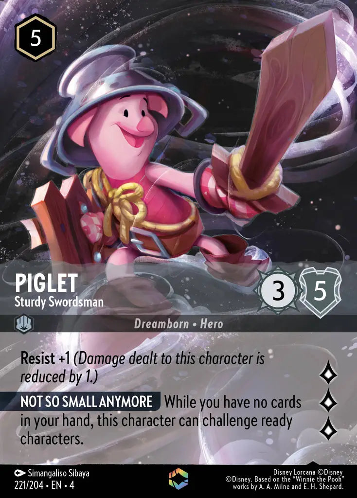 Piglet - Sturdy Swordsman - 221/204 - Enchanted - Ursula’s Return - Disney Lorcana