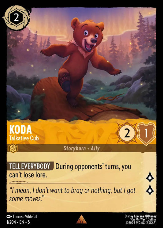 Koda - Talkative Cub - 1/204 - Rare - Shimmering Skies - Disney Lorcana