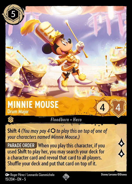 Minnie Mouse - Drum Major - 15/204 - Super Rare - Shimmering Skies - Disney Lorcana