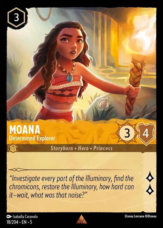 Moana - Determined Explorer - 18/204 - Rare - Shimmering Skies - Disney Lorcana