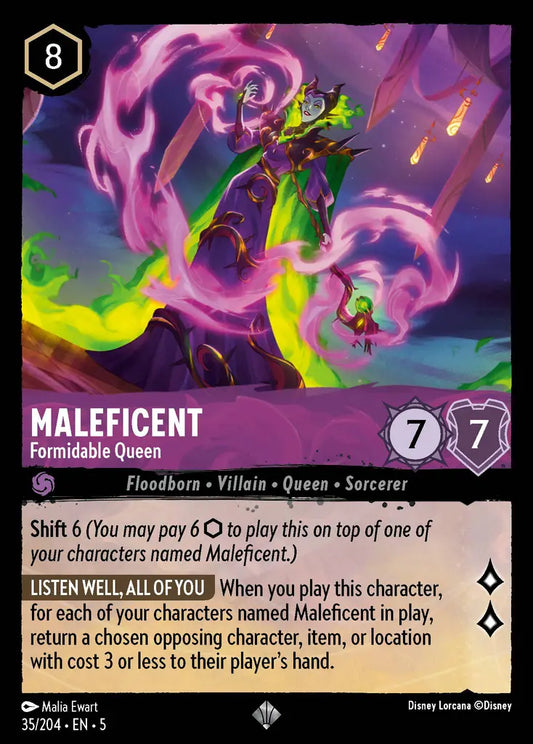 Maleficent - Formidable Queen - 35/204 - Super Rare - Shimmering Skies - Disney Lorcana
