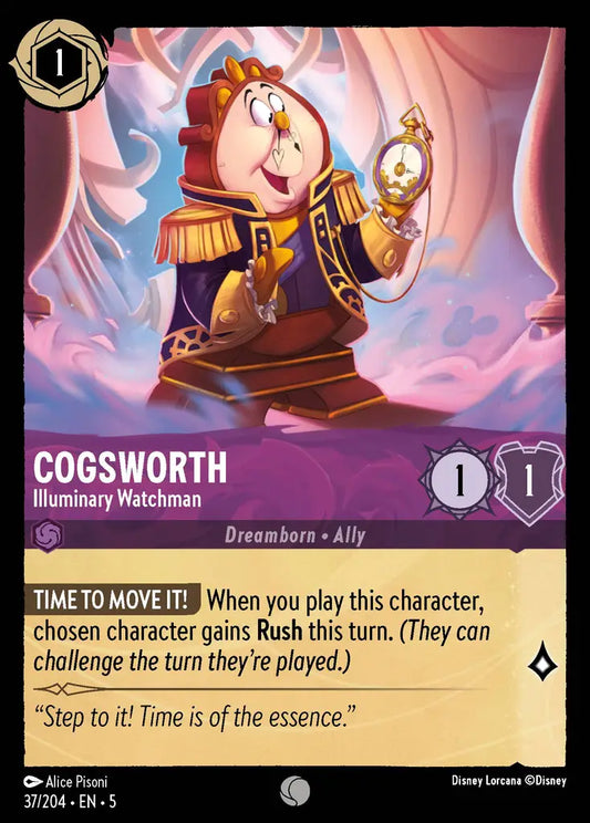 Cogsworth - Illuminary Watchman - 37/204 - Common - Shimmering Skies - Disney Lorcana