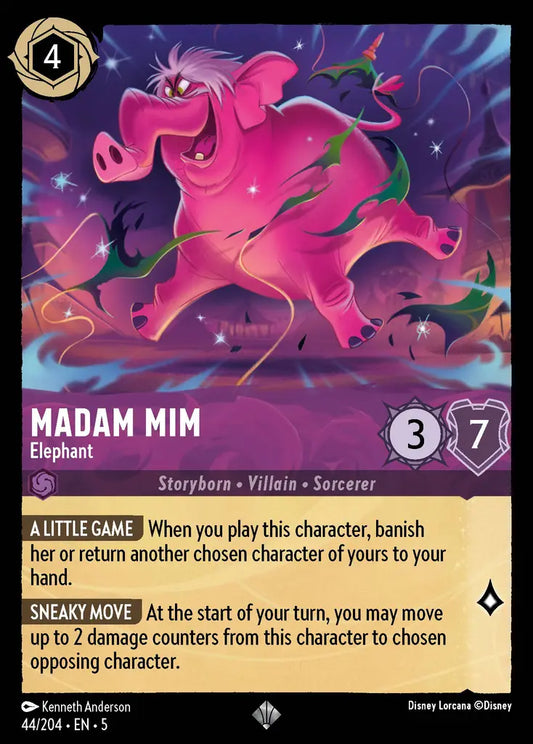 Madam Mim - Elephant - 44/204 - Super Rare - Shimmering Skies - Disney Lorcana