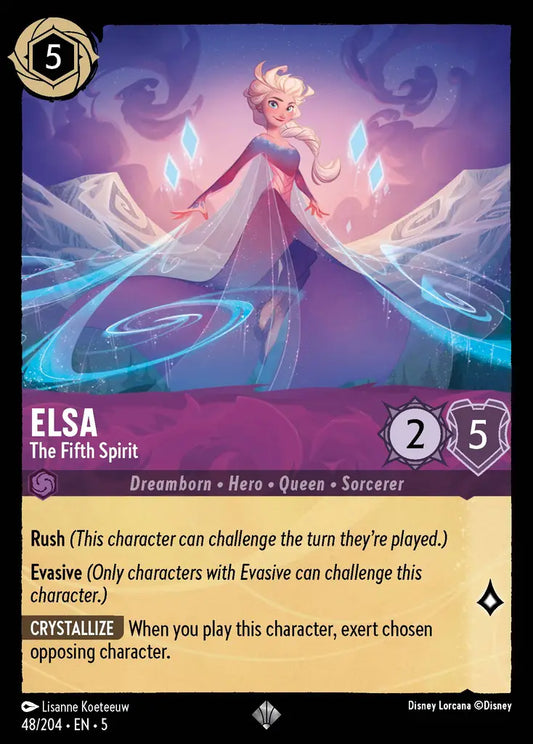 Elsa - The Fifth Spirit - 48/204 - Super Rare - Shimmering Skies - Disney Lorcana