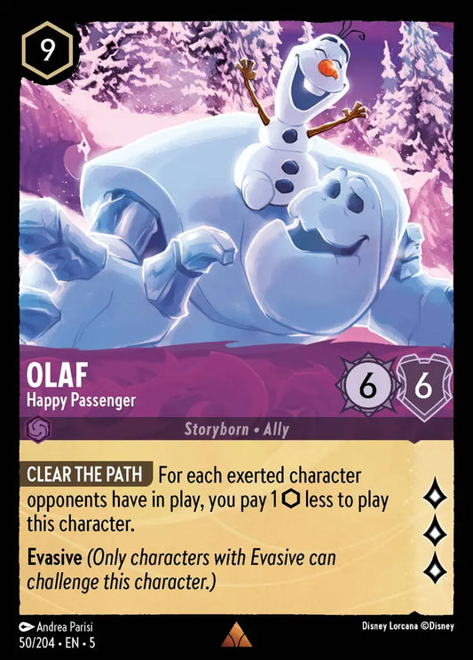 Olaf - Happy Passenger - 50/204 - Rare - Shimmering Skies - Disney Lorcana