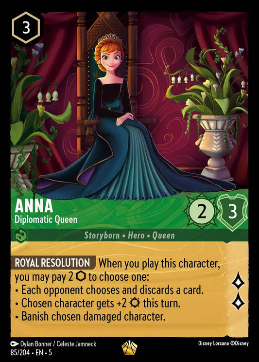 Anna - Diplomatic Queen - 85/204 - Legendary - Shimmering Skies - Disney Lorcana