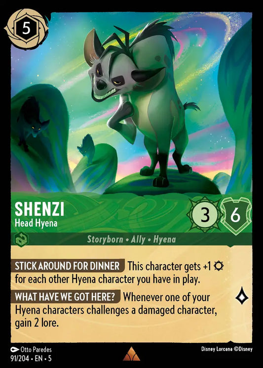 Shenzi - Head Hyena - 91/204 - Rare - Shimmering Skies - Disney Lorcana