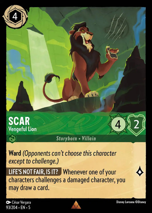 Scar - Vengeful Lion - 93/204 - Rare - Shimmering Skies - Disney Lorcana