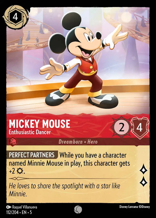 Mickey Mouse - Enthusiastic Dancer - 112/204 - Common - Shimmering Skies - Disney Lorcana