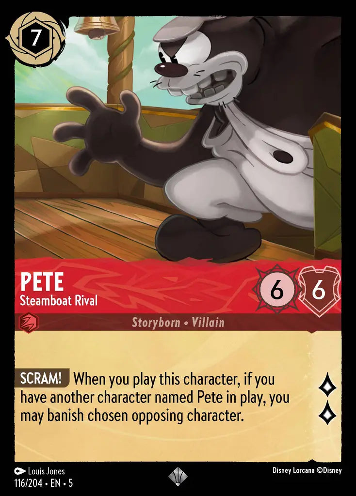 Pete - Steamboat Rival - 116/204 - Super Rare - Shimmering Skies - Disney Lorcana