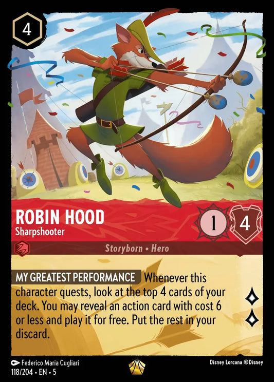 Robin Hood - Sharpshooter - 118/204 - Legendary - Shimmering Skies - Disney Lorcana