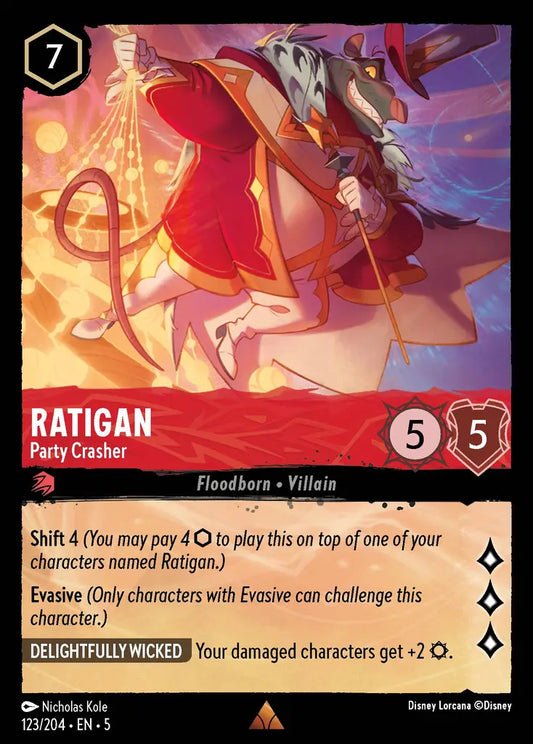Ratigan - Party Crasher - 123/204 - Rare - Shimmering Skies - Disney Lorcana