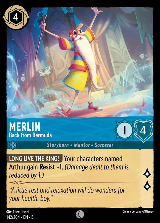 Merlin - Back From Bermuda - 142/204 - Common - Shimmering Skies - Disney Lorcana