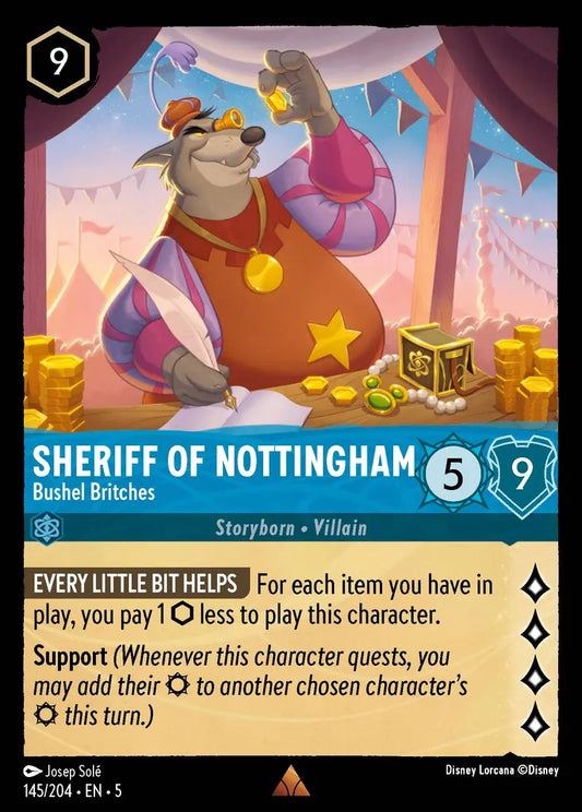 Sheriff Of Nottingham - Bushel Britches - 145/204 - Rare - Shimmering Skies - Disney Lorcana