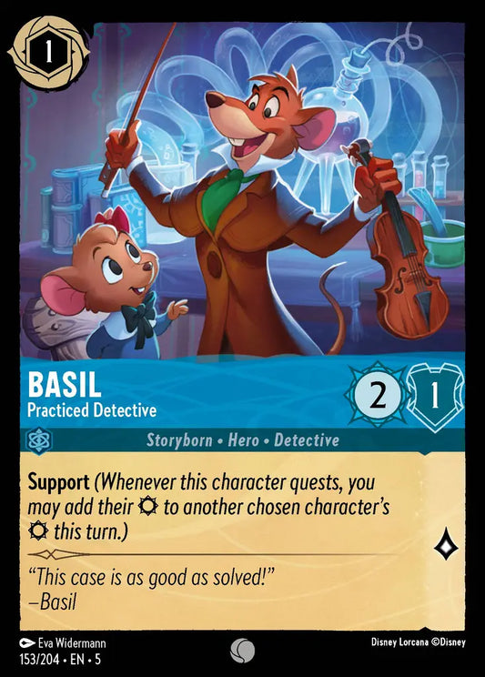 Basil - Practiced Detective - 153/204 - Common - Shimmering Skies - Disney Lorcana