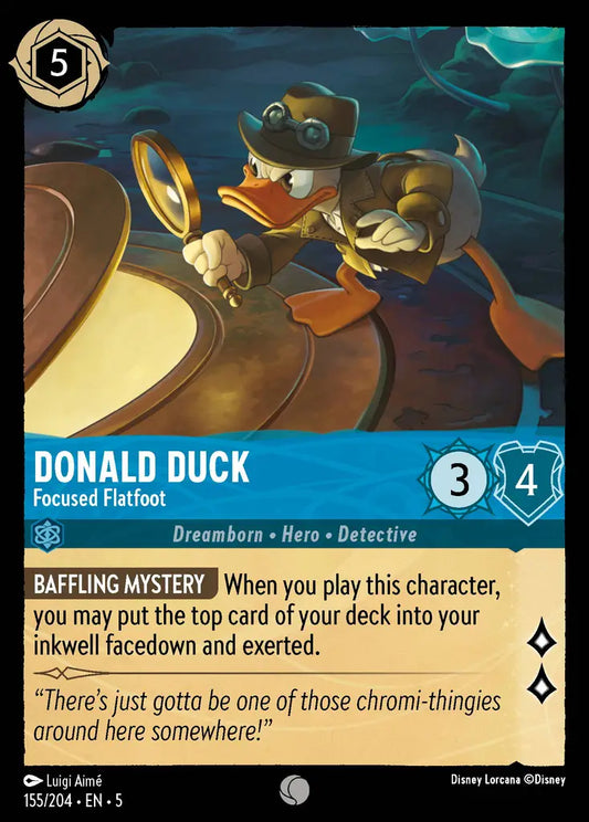 Donald Duck - Focused Flatfoot - 155/204 - Common - Shimmering Skies - Disney Lorcana