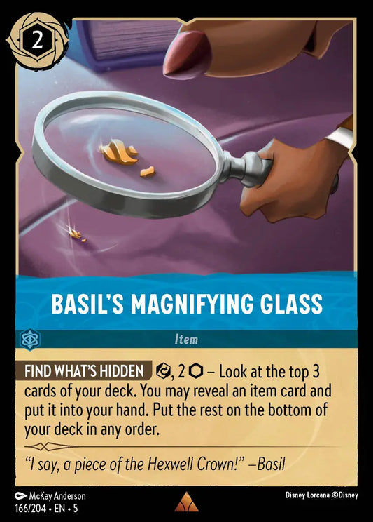 Basil's Magnifying Glass - 166/204 - Rare - Shimmering Skies - Disney Lorcana