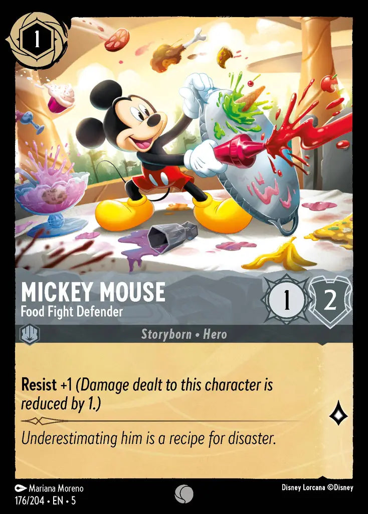 Mickey Mouse - Food Fight Defender - 176/204 - Common - Shimmering Skies - Disney Lorcana
