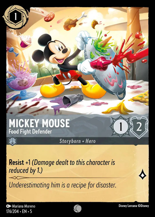 Mickey Mouse - Food Fight Defender - 176/204 - Common - Shimmering Skies - Disney Lorcana