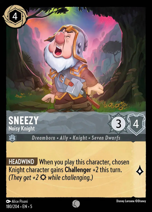 Sneezy - Noisy Knight - 180/204 - Common - Shimmering Skies - Disney Lorcana