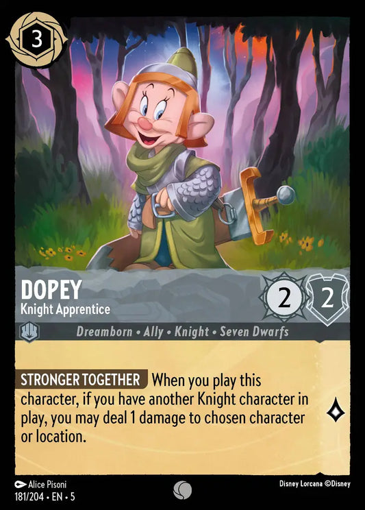 Dopey - Knight Apprentice - 181/204 - Common - Shimmering Skies - Disney Lorcana