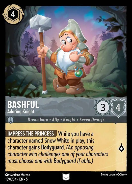 Bashful - Adoring Knight - 189/204 - Uncommon - Shimmering Skies - Disney Lorcana