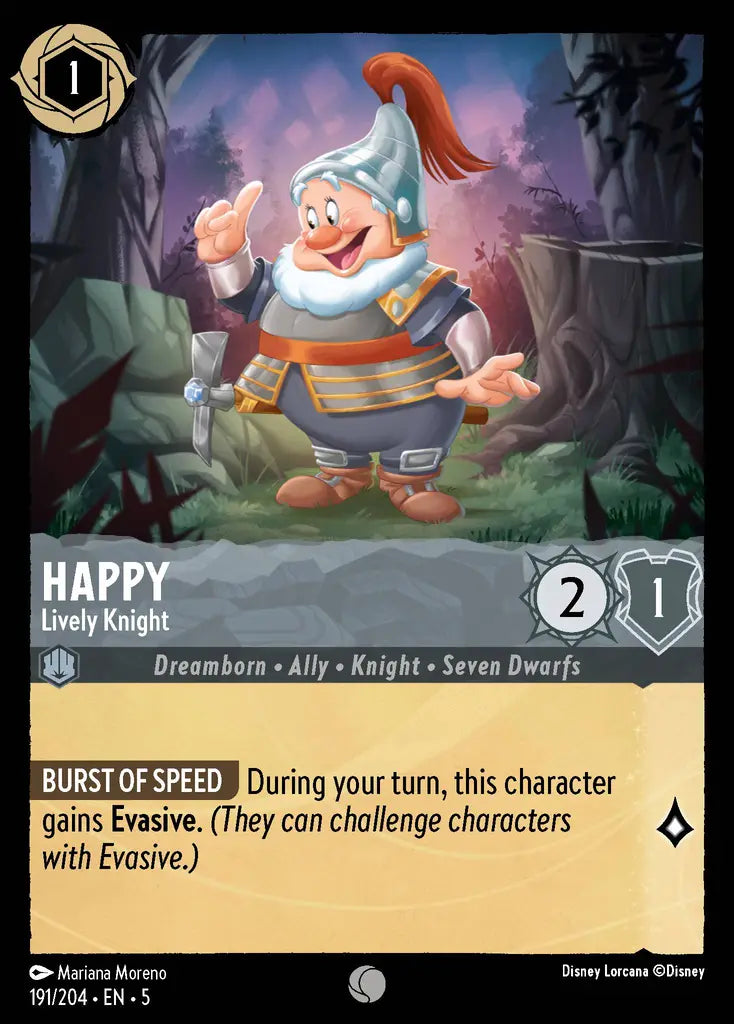 Happy - Lively Knight - 191/204 - Common - Shimmering Skies - Disney Lorcana