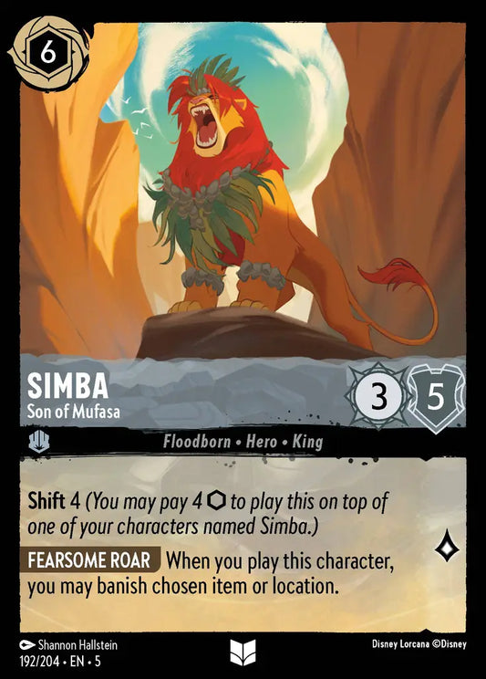 Simba - Son of Mufasa - 192/204 - Uncommon - Shimmering Skies - Disney Lorcana