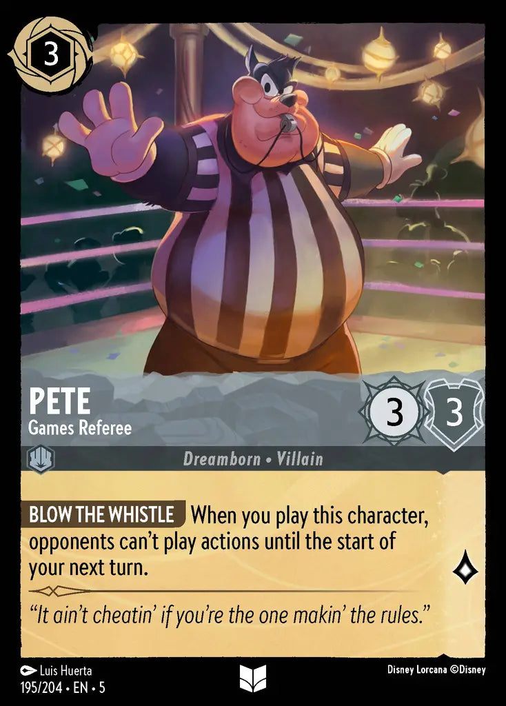 Pete - Games Referee - 195/204 - Uncommon - Shimmering Skies - Disney Lorcana