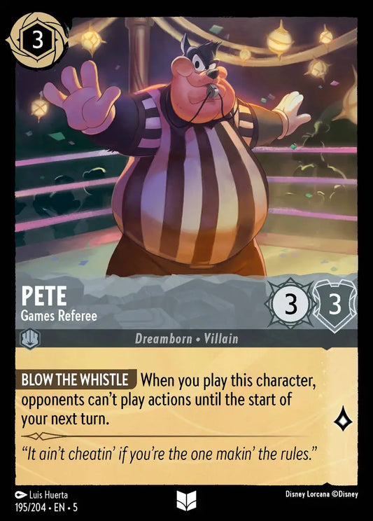 Pete - Games Referee - 195/204 - Uncommon - Shimmering Skies - Disney Lorcana