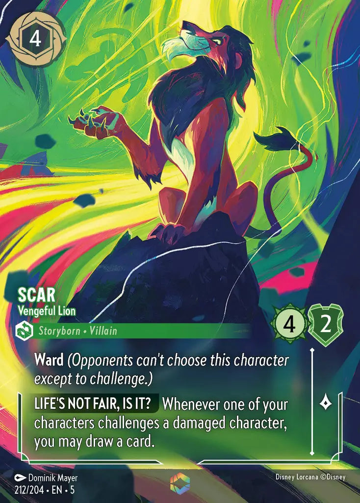 Scar - Vengeful Lion - 212/204 - Enchanted - Shimmering Skies - Disney Lorcana