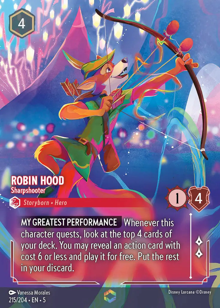 Robin Hood - Sharpshooter - 215/204 - Enchanted - Shimmering Skies - Disney Lorcana