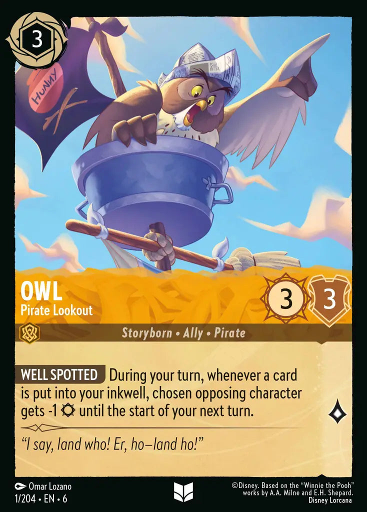 Owl - Pirate Lookout - 1/204 - Uncommon - Azurite Sea - Disney Lorcana