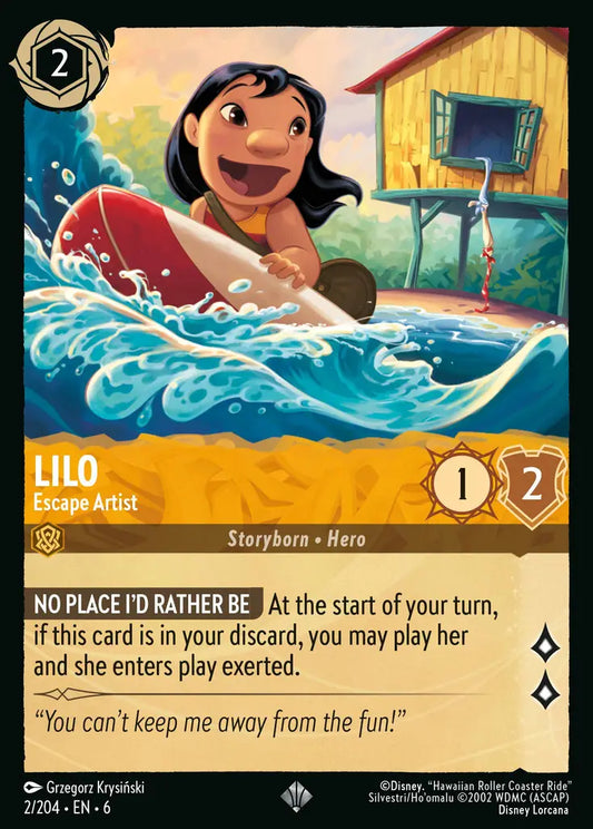 Lilo - Escape Artist - 2/204 - Super Rare - Azurite Sea - Disney Lorcana