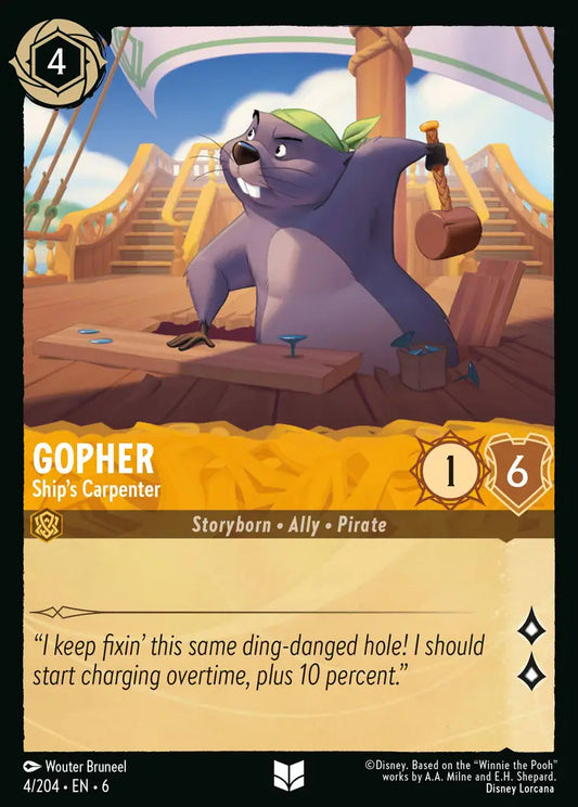 Gopher - Ship's Carpenter - 4/204 - Uncommon - Azurite Sea - Disney Lorcana