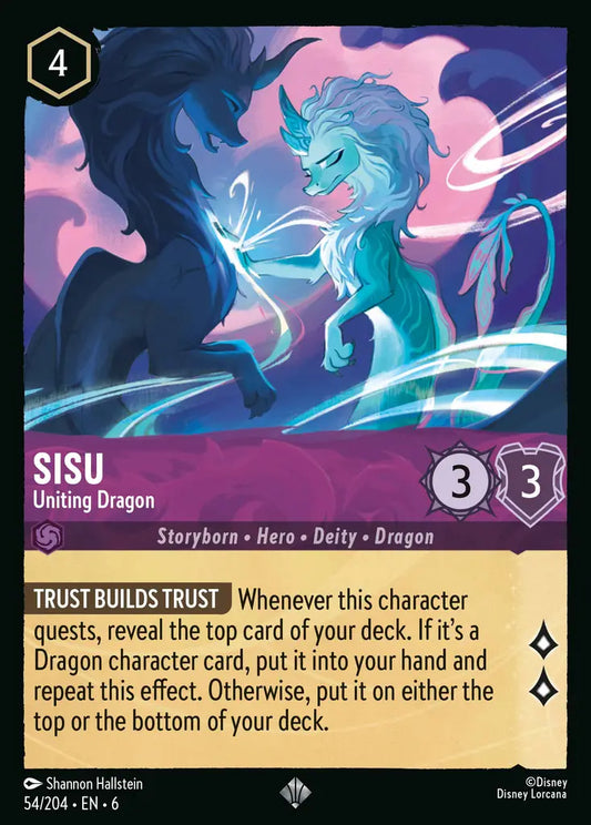 Sisu - Uniting Dragon - 54/204 - Super Rare - Azurite Sea - Disney Lorcana