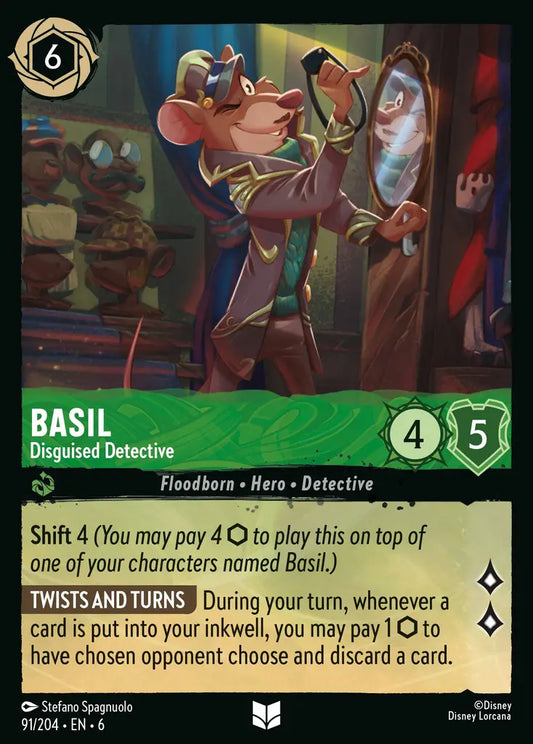 Basil - Disguised Detective - 91/204 - Uncommon - Azurite Sea - Disney Lorcana